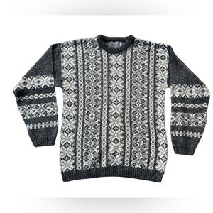 Vintage Le Tigre Men’s Fair Isle Nordic Knit Sweater Size Large Tall LT